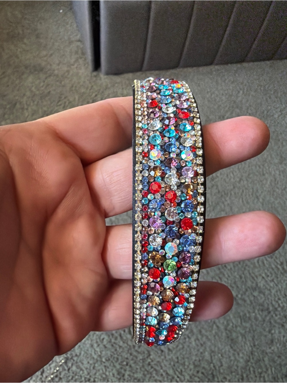 Embellished Multicolor Crystal Padded Headband - Picture 2 of 2